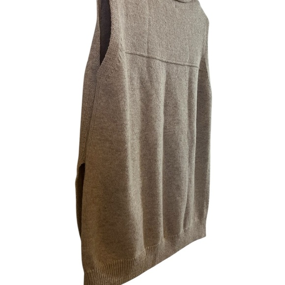 GREIGE ROOM Beige Side Vents V-Neck Wool Sweater Vest OS - Picture 4 of 4